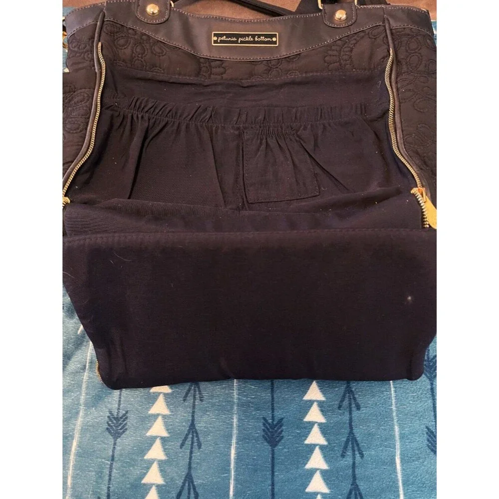 Petunia Pickle Bottom Black Embroidered Diaper Bag Convertible Tote Crossbody
